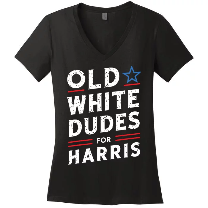 Old White Dudes For Harris Kamala 2024 Women's V-Neck T-Shirt