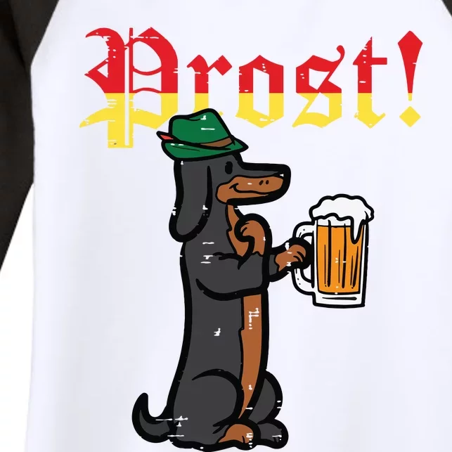 Oktoberfest Wiener Dog Prost German Costume Women's Tri-Blend 3/4-Sleeve Raglan Shirt