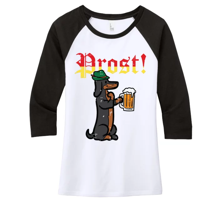 Oktoberfest Wiener Dog Prost German Costume Women's Tri-Blend 3/4-Sleeve Raglan Shirt