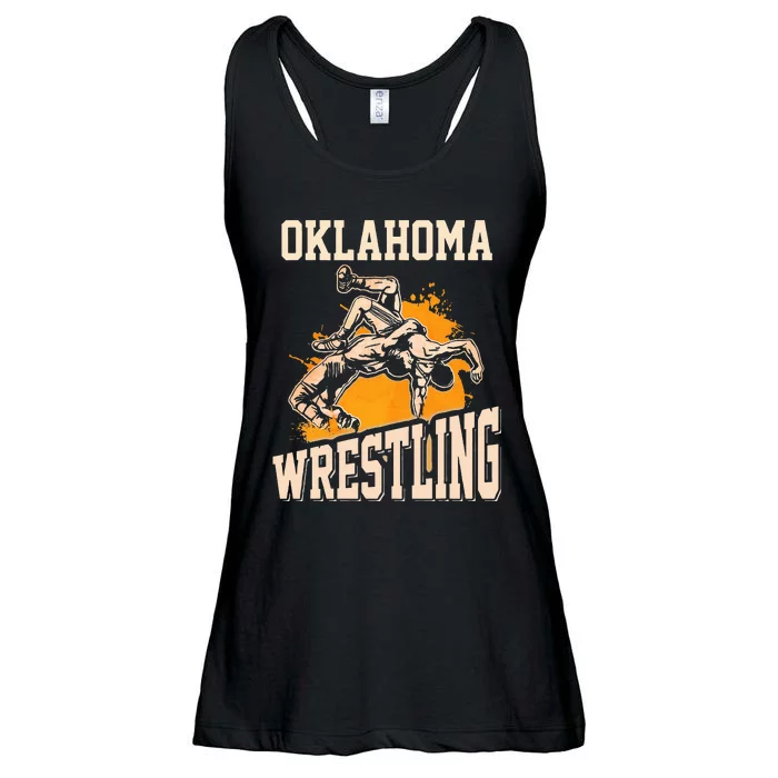 Oklahoma Wrestling Dad Mom Gift For Wrestler Son Ladies Essential Flowy Tank