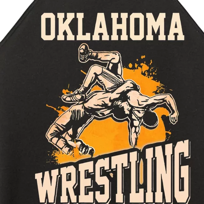 Oklahoma Wrestling Dad Mom Gift For Wrestler Son Women’s Perfect Tri Rocker Tank