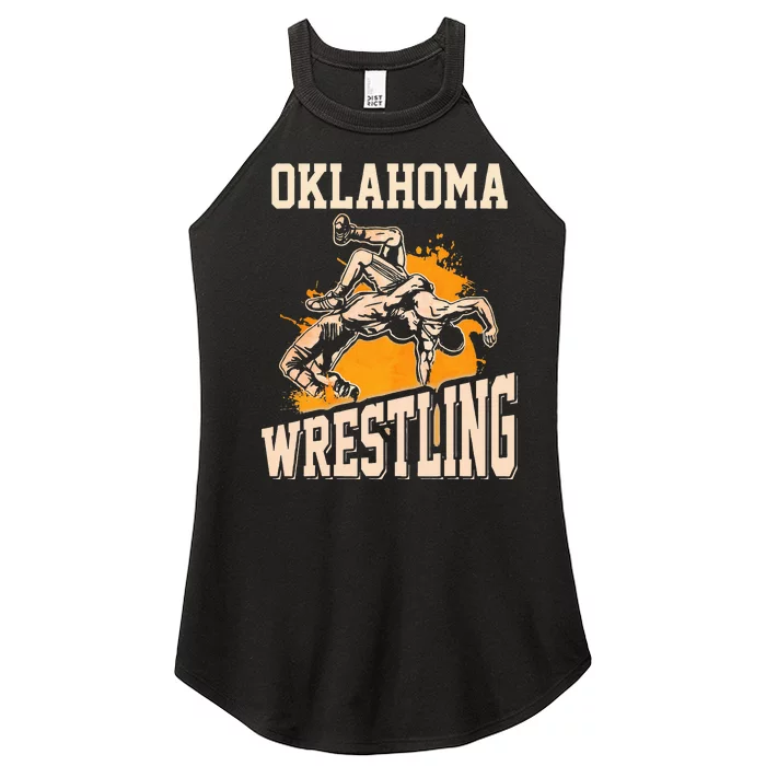 Oklahoma Wrestling Dad Mom Gift For Wrestler Son Women’s Perfect Tri Rocker Tank