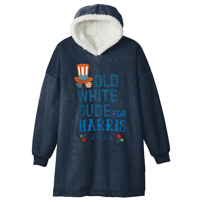 Old White Dude For Kamala Harris President 2024 Hooded Wearable Blanket