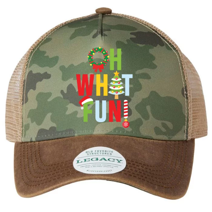 Oh What Fun Christmas With Wreath And Tree Legacy Tie Dye Trucker Hat