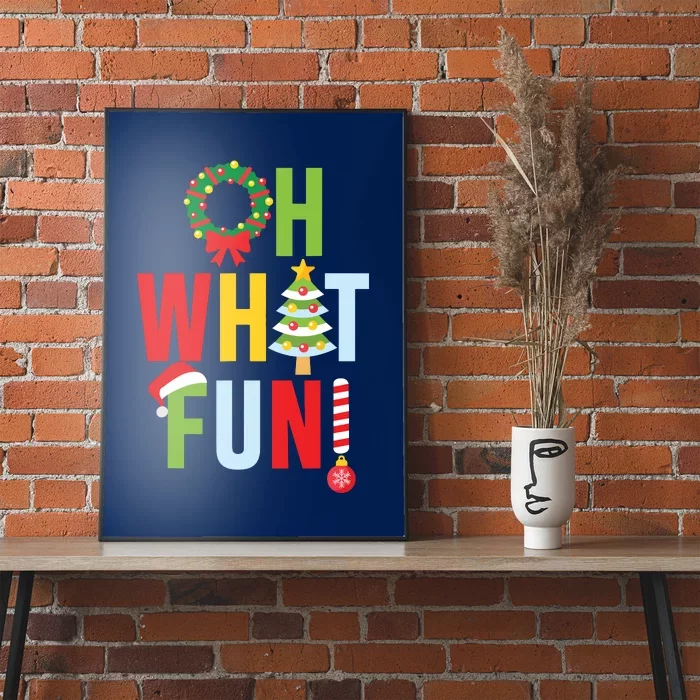 Oh What Fun Christmas With Wreath And Tree Poster