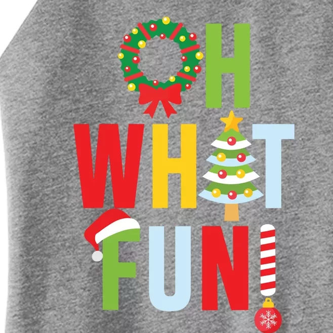 Oh What Fun Christmas With Wreath And Tree Women’s Perfect Tri Rocker Tank