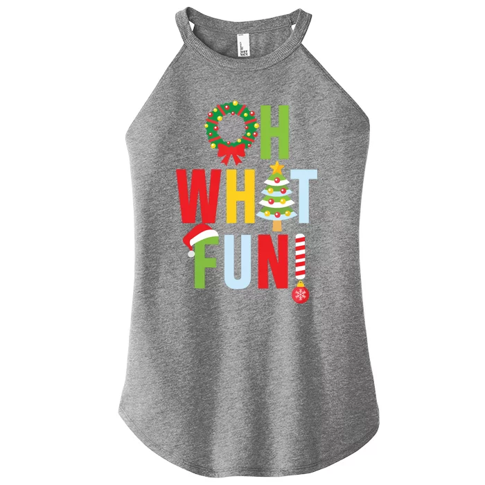 Oh What Fun Christmas With Wreath And Tree Women’s Perfect Tri Rocker Tank