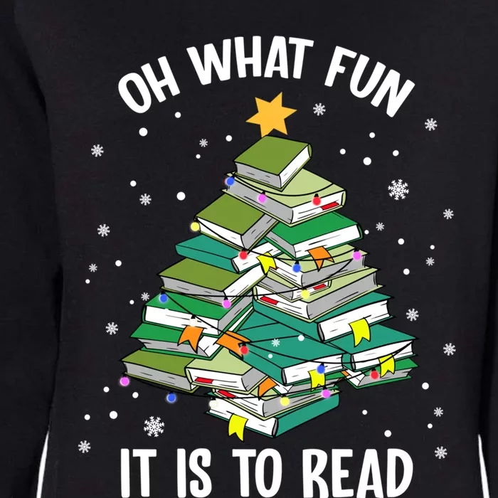 Oh What Fun It Is To Read Christmas Tree Book Lovers Gift Womens California Wash Sweatshirt