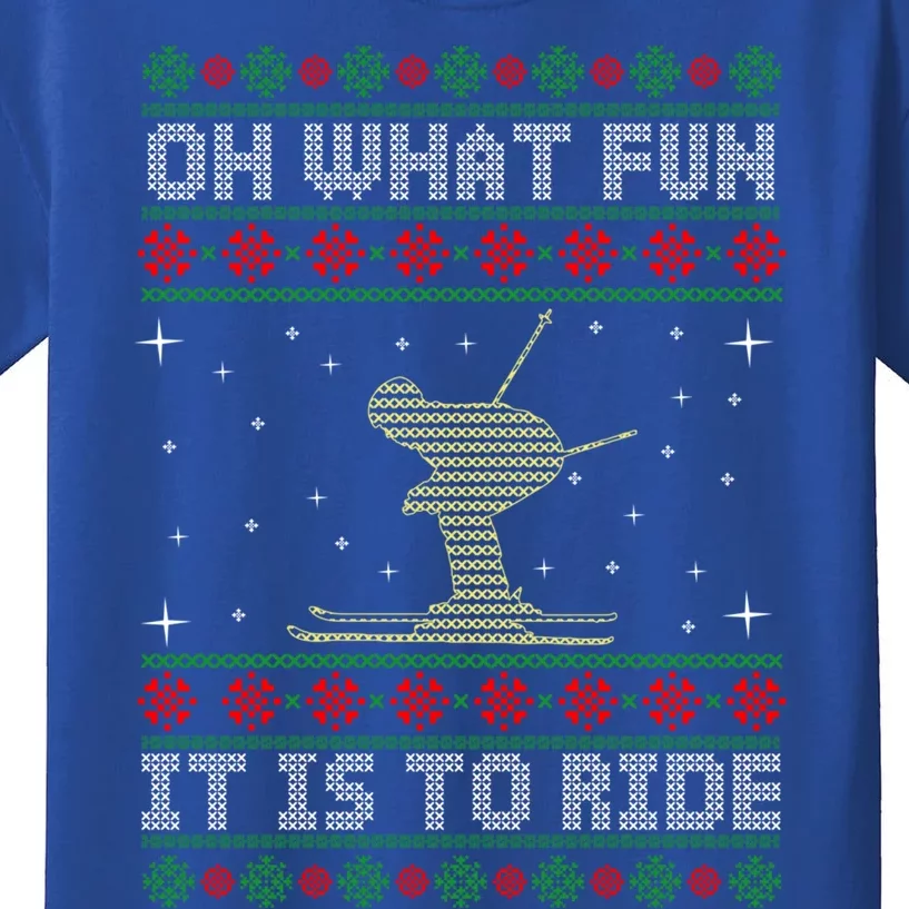 Oh What Fun It Is To Ride Ski Ugly Christmas Gift Kids T-Shirt