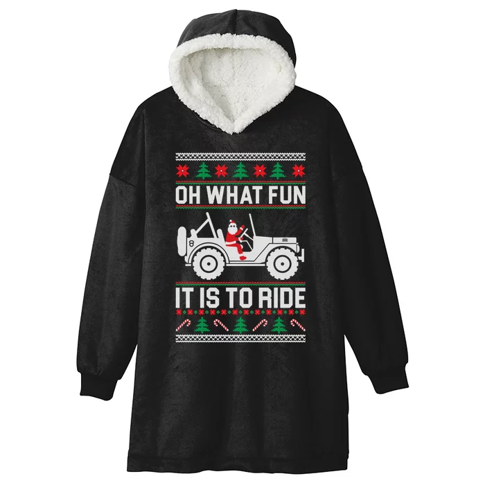 Oh What Fun 4x4 Offroad Suv Ugly Christmas Sweater Hooded Wearable Blanket