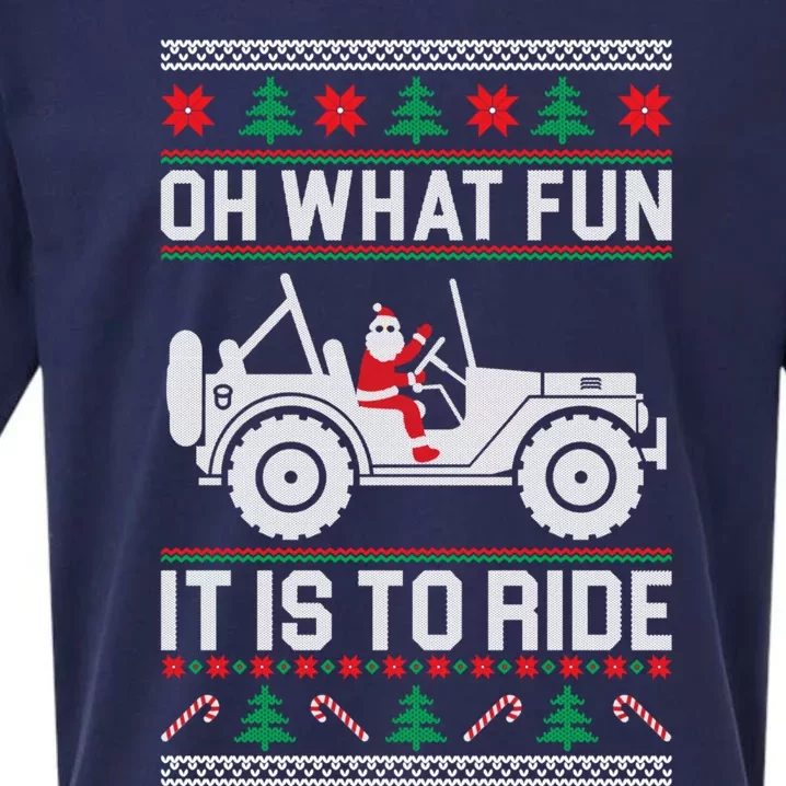 Oh What Fun 4x4 Offroad Suv Ugly Christmas Sweater Sueded Cloud Jersey T-Shirt