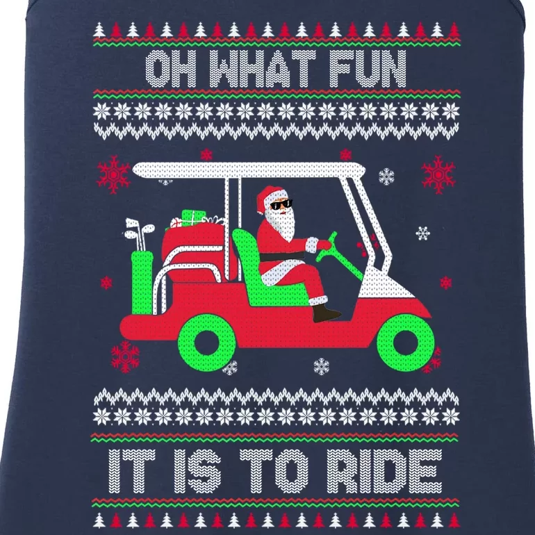 Oh What Fun It Is To Ride Golf Christmas Ladies Essential Tank