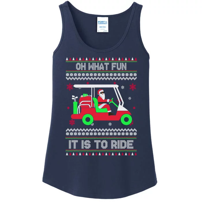 Oh What Fun It Is To Ride Golf Christmas Ladies Essential Tank