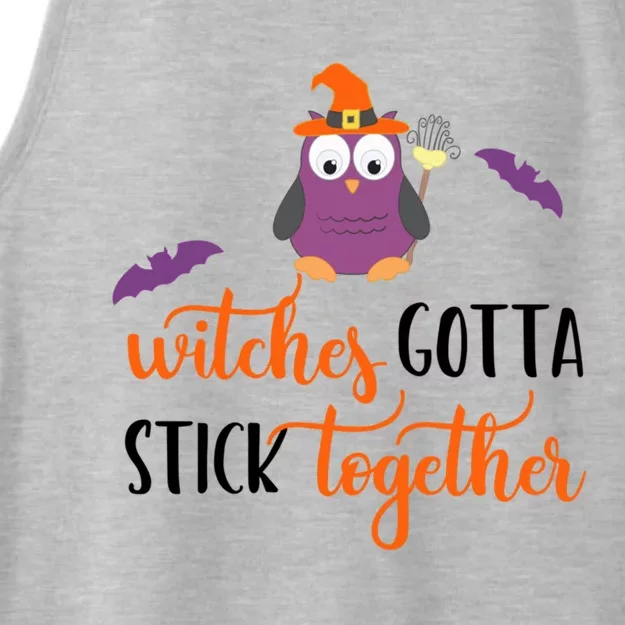 Owl Witch Funny Halloween Witches Gotta Stick Together Gift Ladies Tri-Blend Wicking Tank