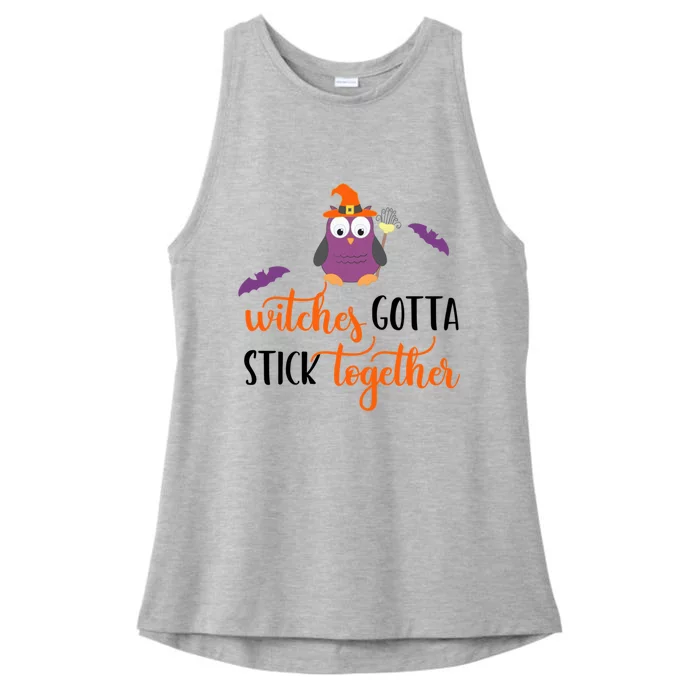 Owl Witch Funny Halloween Witches Gotta Stick Together Gift Ladies Tri-Blend Wicking Tank