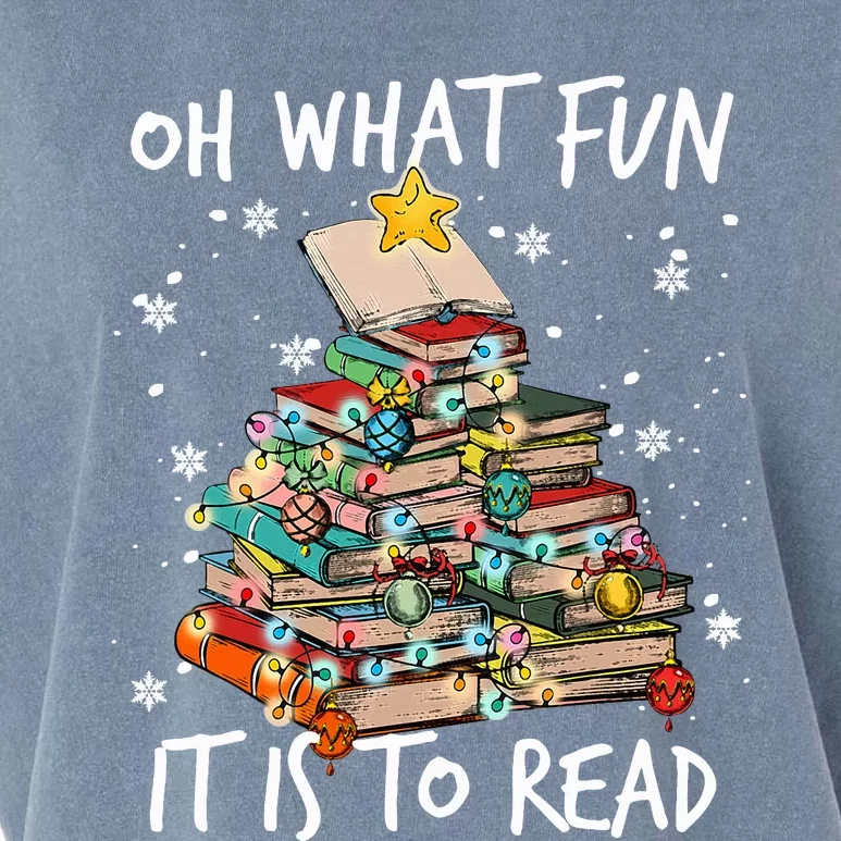 Oh What Fun It Is To Read Christmas Tree Book Lovers Garment-Dyed Women's Muscle Tee