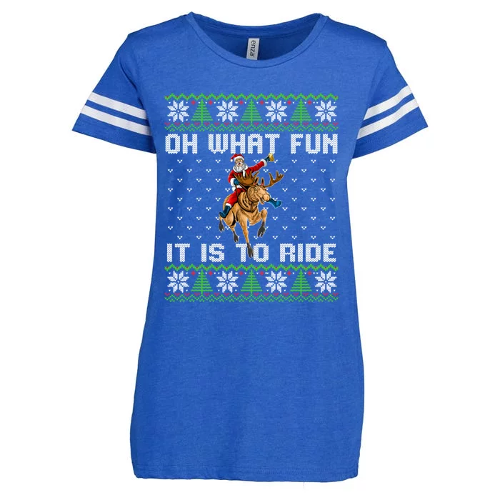 Oh What Fun It Is To Ride Deer Beer Santa Christmas Gift Enza Ladies Jersey Football T-Shirt