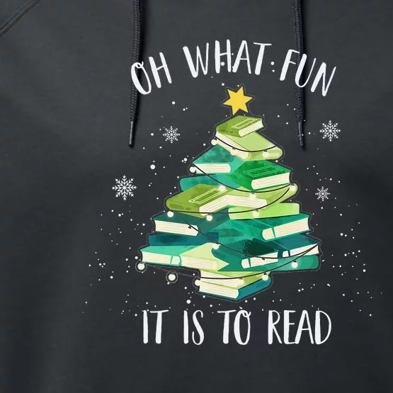 Oh What Fun It Is To Read Christmas Tree Book Holiday Performance Fleece Hoodie