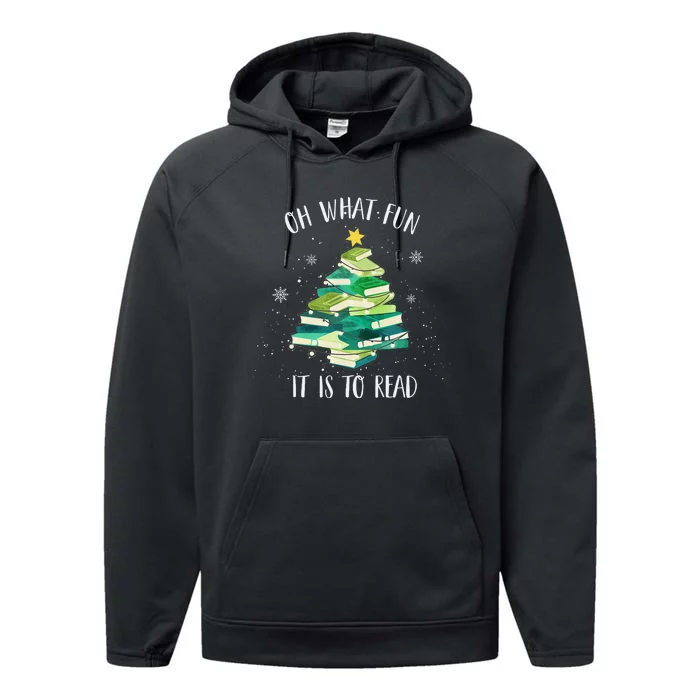 Oh What Fun It Is To Read Christmas Tree Book Holiday Performance Fleece Hoodie