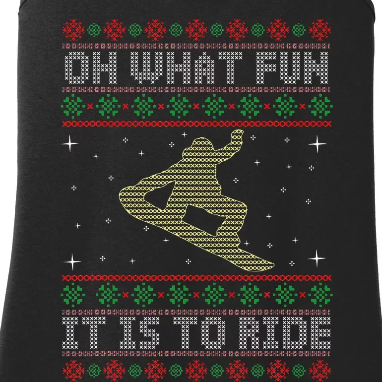 Oh What Fun It Is To Ride Snowboard Ugly Christmas Ladies Essential Tank