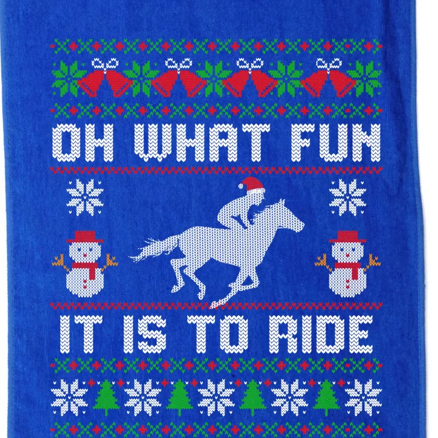 Oh What Fun It Is To Ride Horse Ugly Santa Christmas Funny Gift Platinum Collection Golf Towel