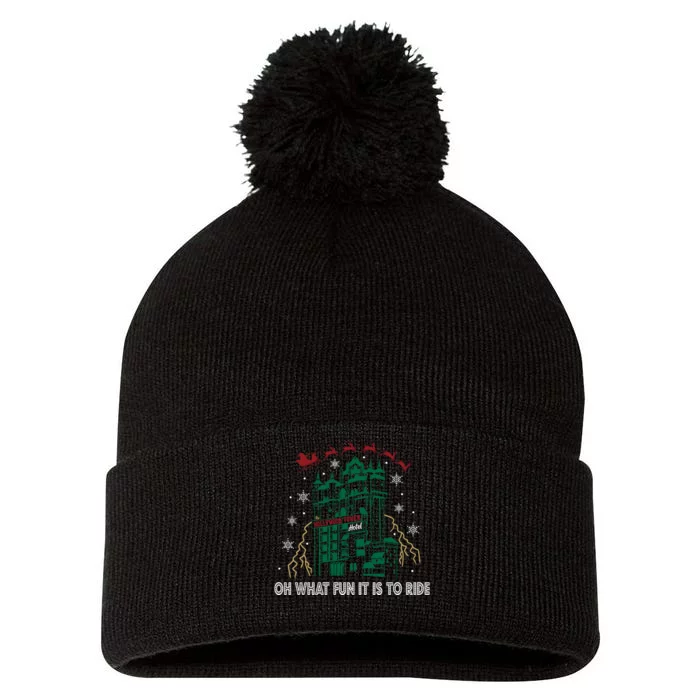 Oh What Fun It Is To Ride Tower Of Terror Christmas Pom Pom 12in Knit Beanie