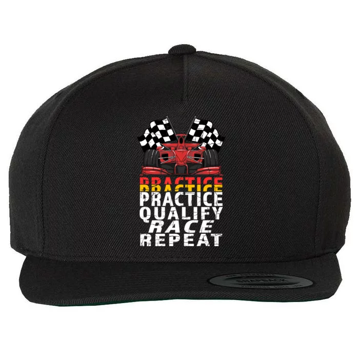 Open Wheel Formula Racing Car Practice Qualify Race Vintage Gift Wool Snapback Cap