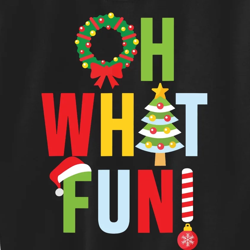 Oh What Fun Christmas With Wreath And Tree Kids Sweatshirt