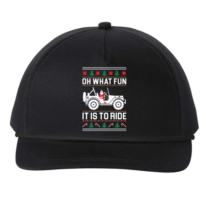 Oh What Fun  4x4 Offroad SUV Ugly Christmas Sweater Snapback Five-Panel Rope Hat