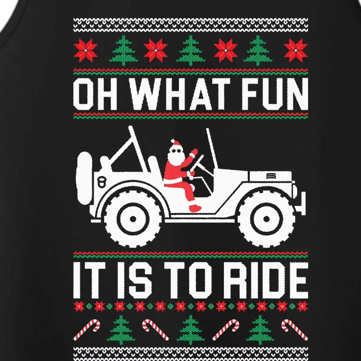 Oh What Fun  4x4 Offroad SUV Ugly Christmas Sweater Performance Tank