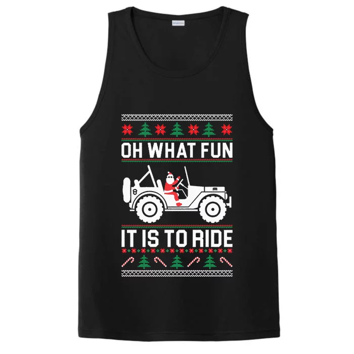 Oh What Fun  4x4 Offroad SUV Ugly Christmas Sweater Performance Tank