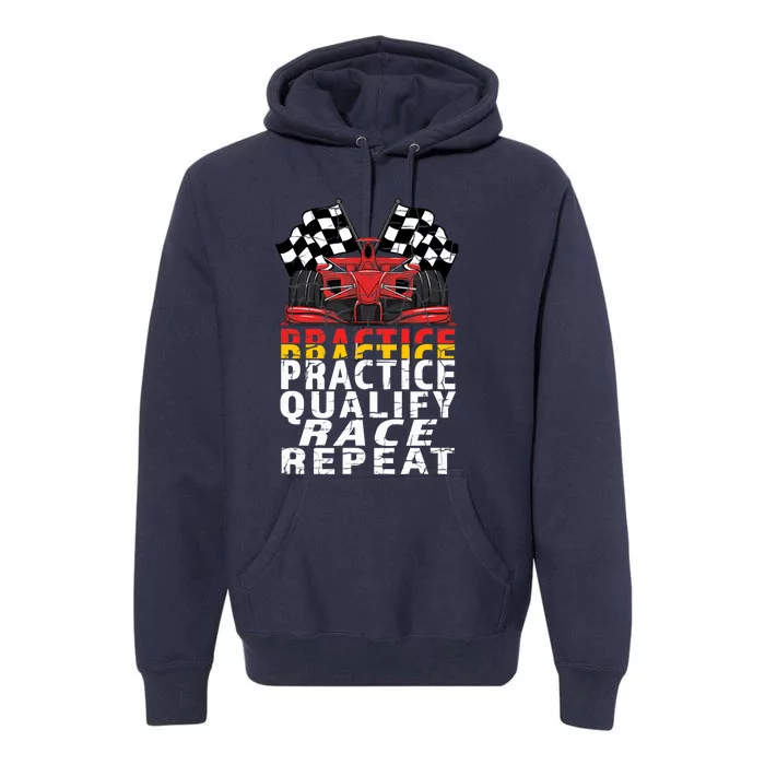 Open Wheel Formula Racing Car Practice Qualify Race Vintage Premium Hoodie