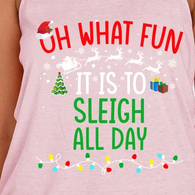 Oh What Fun It Is To Sleigh All Day Gift Women's Knotted Racerback Tank