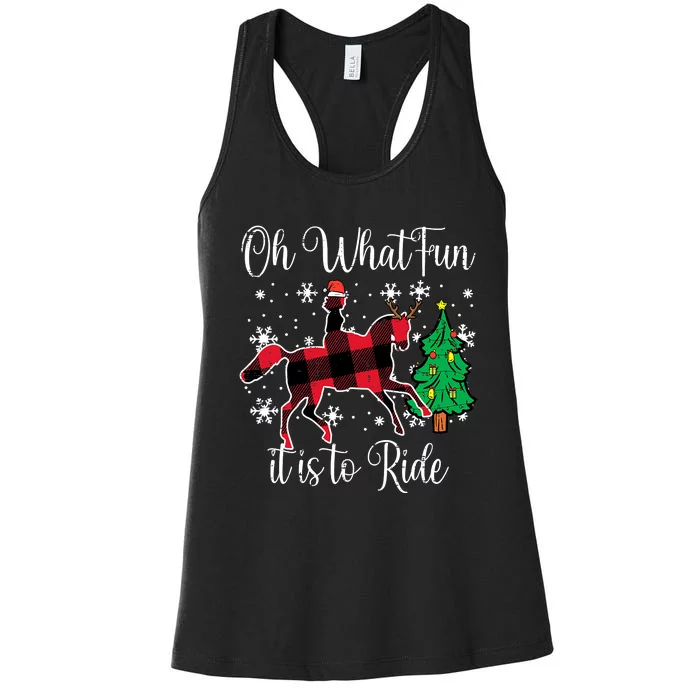 Oh What Fun it is to Ride Horse Ugly Santa Christmas Gifts Women's Racerback Tank