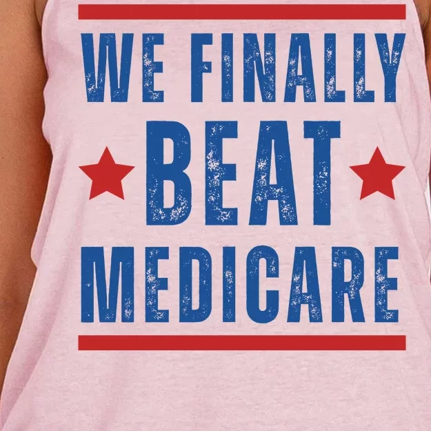 Official We Finally Beat Medicare Poltical Women's Knotted Racerback Tank