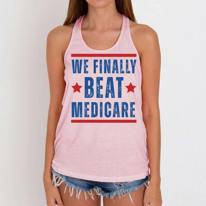 Official We Finally Beat Medicare Poltical Women's Knotted Racerback Tank