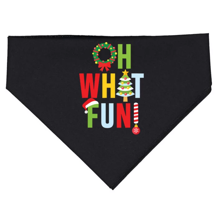 Oh What Fun Christmas With Wreath And Tree USA-Made Doggie Bandana