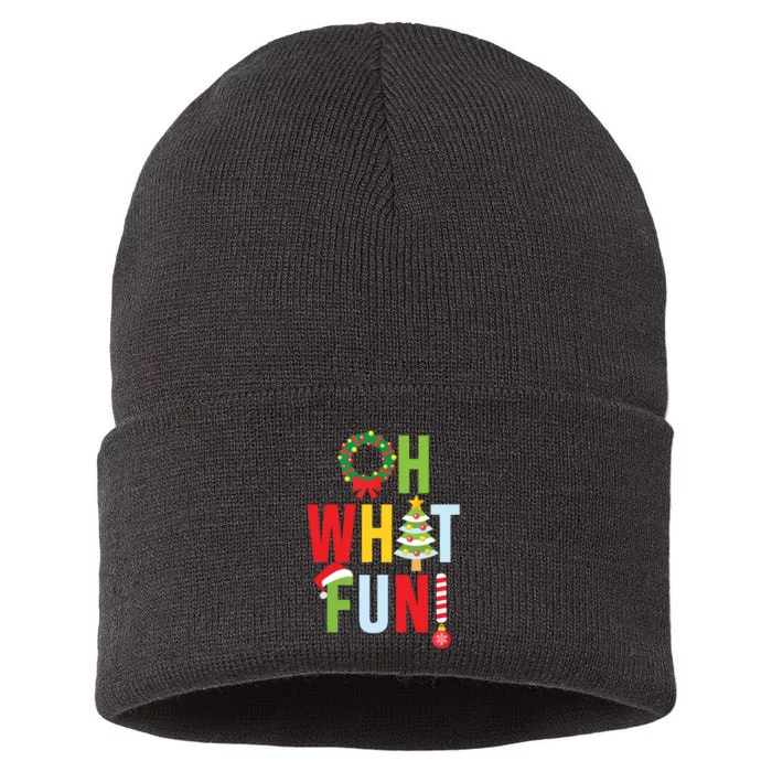 Oh What Fun Christmas With Wreath And Tree Sustainable Knit Beanie