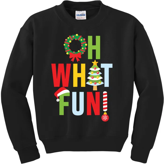 Oh What Fun Christmas With Wreath And Tree Kids Sweatshirt