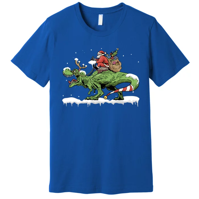 Oh What Fun It Is To Rawr Santa Claus Dinosaur Ride Gift Premium T-Shirt