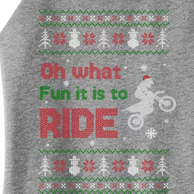 Oh What Fun It Is To Ride Motorcycle Ugly Christmas Sweater Gift Women’s Perfect Tri Rocker Tank