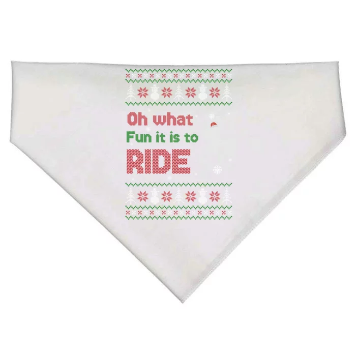 Oh What Fun It Is To Ride Motorcycle Ugly Christmas Sweater Gift USA-Made Doggie Bandana