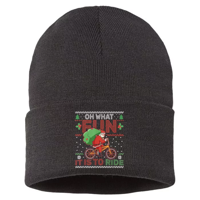 Oh What Fun It Is To Ride Bicycle Cyclist Christmas Sustainable Knit Beanie