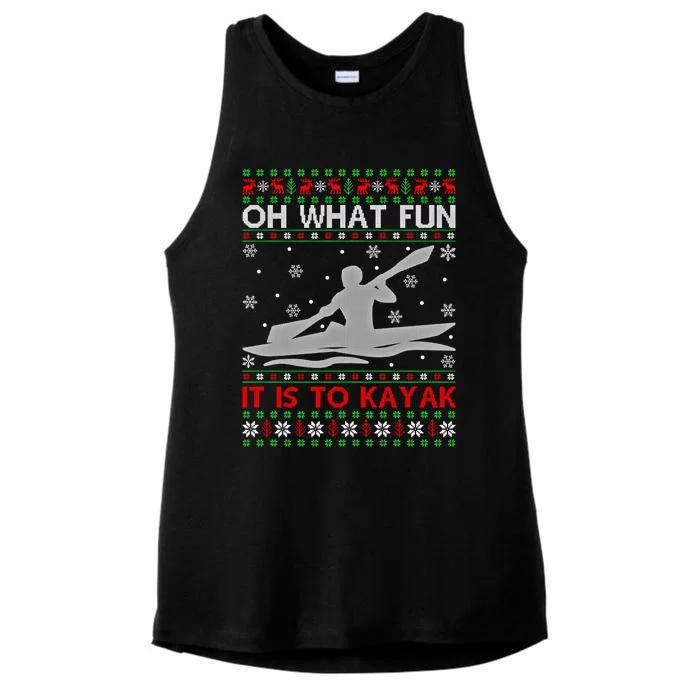 Oh What Fun It Is To Kayak Kayaking Ugly Christmas Gift Ladies Tri-Blend Wicking Tank