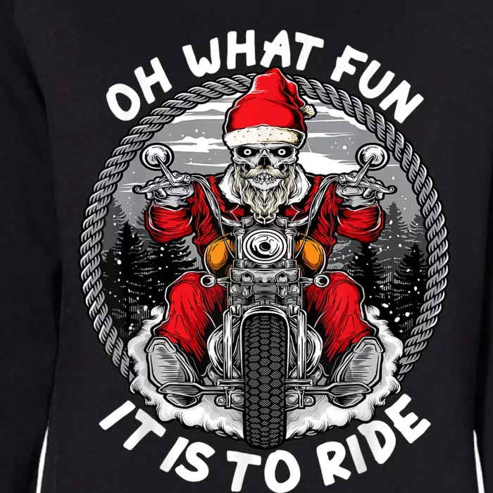 Oh What Fun It Is To Ride Christmas Santa Motorcycle Biker Womens California Wash Sweatshirt