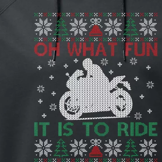 Oh What Fun It Is To Ride Xmas Ugly Motocross Christmas Performance Fleece Hoodie