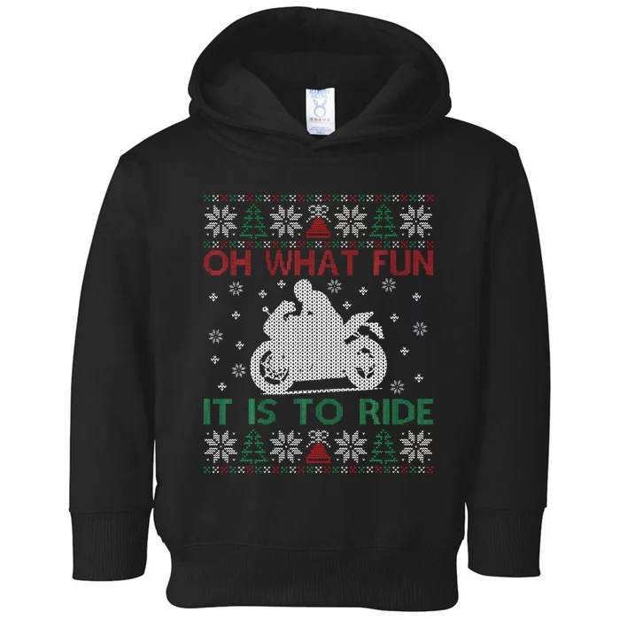 Oh What Fun It Is To Ride Xmas Ugly Motocross Christmas Toddler Hoodie