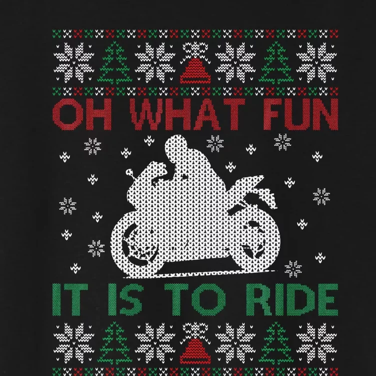 Oh What Fun It Is To Ride Xmas Ugly Motocross Christmas Women's Crop Top Tee