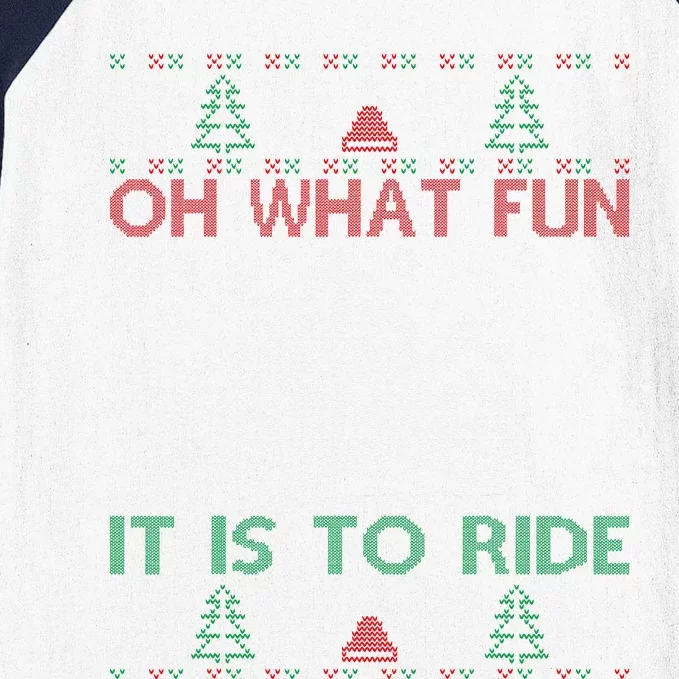 Oh What Fun It Is To Ride Xmas Ugly Motocross Christmas Baseball Sleeve Shirt