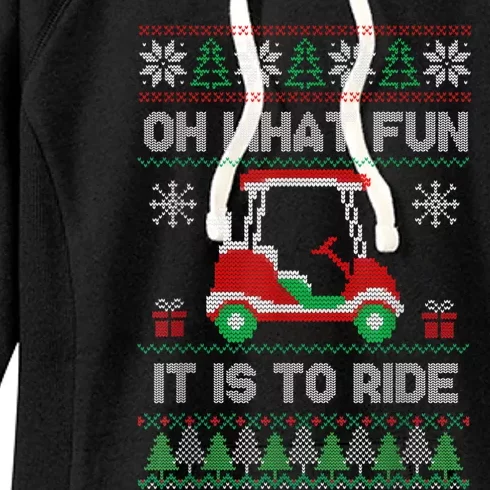 Oh What Fun It Is To Ride Golf Cart Golfer Christmas Golfing Women's Fleece Hoodie